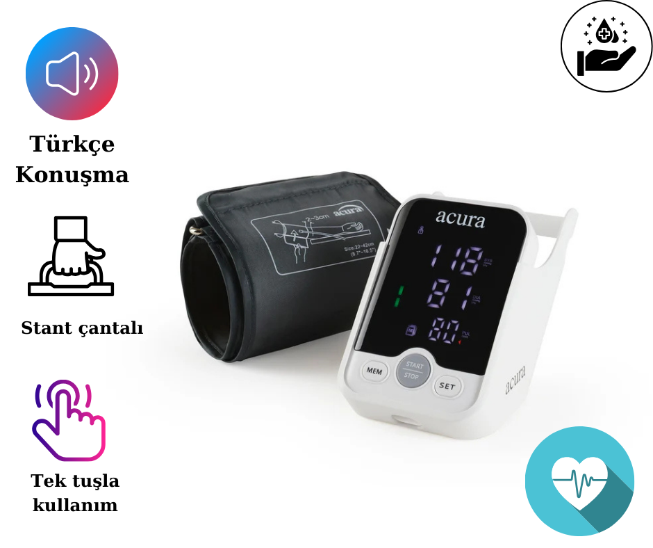 Acura AC-475 Konuşan Şarjlı Tansiyon Aleti – LED Ekran, Geniş Manşet, Doğru Ölçüm